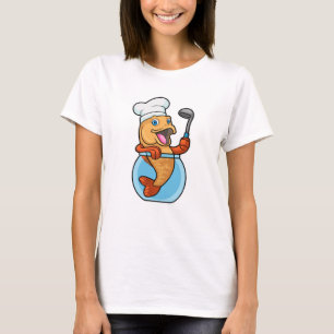 Camiseta Pescado en vidrio cocinado con cuchara de sopa