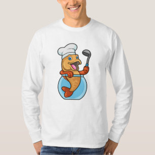 Camiseta Pescado en vidrio cocinado con cuchara de sopa