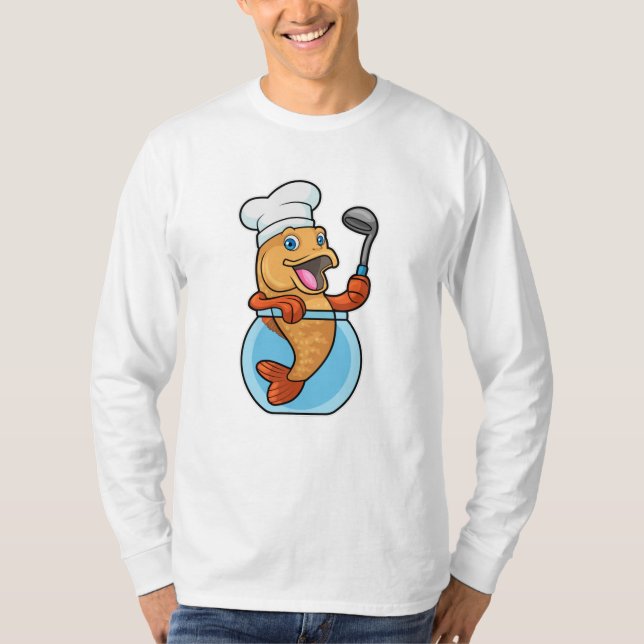 Camiseta Pescado en vidrio cocinado con cuchara de sopa (Anverso)