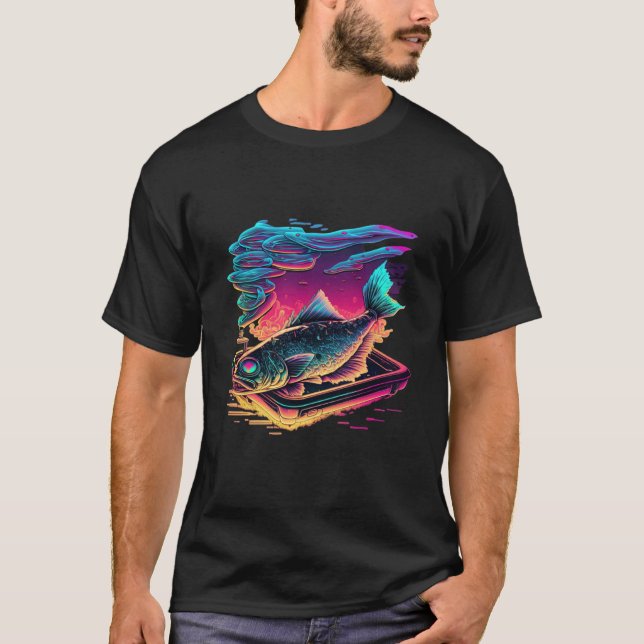 Camiseta Pescado Frito Synthwave Estética Retro 80s 2 (Anverso)