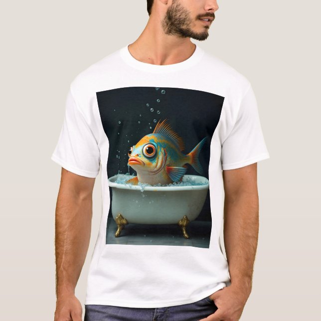 Camiseta Pescado gracioso en el baño (Anverso)