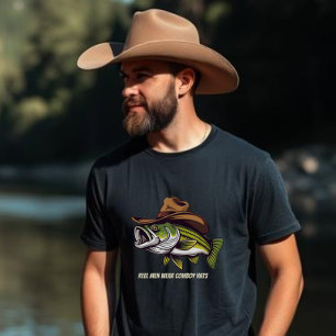Camiseta Pescado gracioso que usa una Gorra-camiseta de vaq