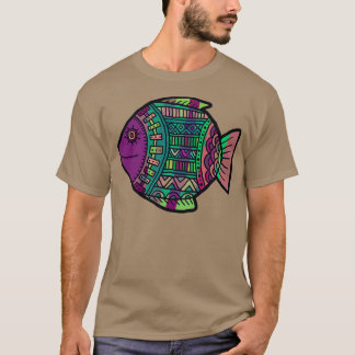 Camiseta Pescado indígena mexicano con psicodélico