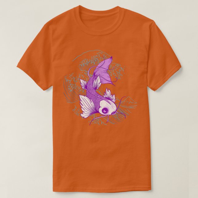 Camiseta Pescado japonés Koi Carp Sakura Waves Nishi (Diseño del anverso)