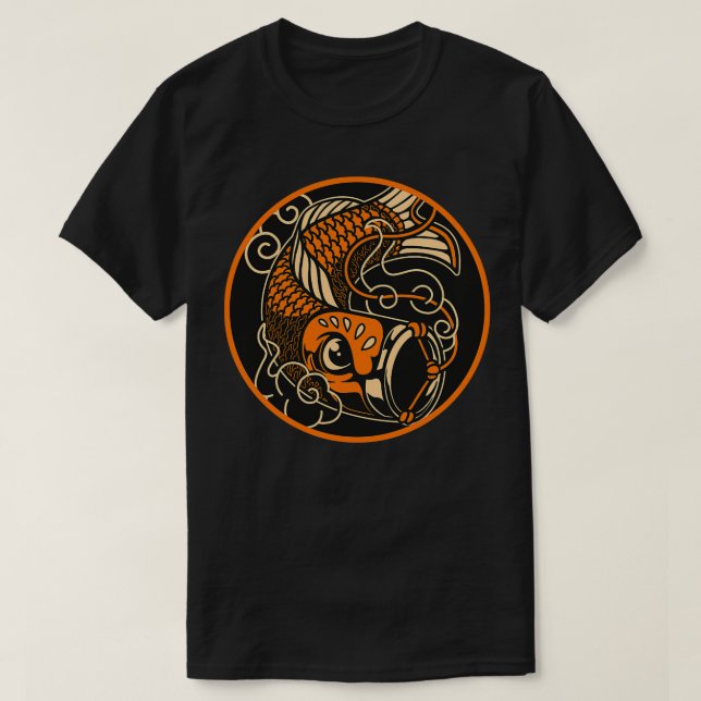 Camiseta Pescado japonés Koi Nobori Black Classic TShirt (Diseño del anverso)