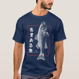 Camiseta Pescado japonés tradicional Mil peces Kanji Japón