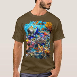 Camiseta Pescado orca de coral de tortuga de tiburón de del