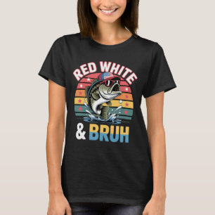 Camiseta Pescado patriótico Blanco rojo y bruto