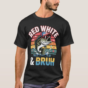 Camiseta Pescado patriótico Blanco rojo y bruto