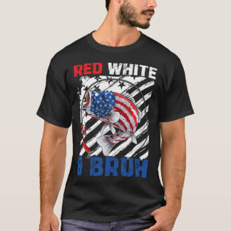 Camiseta Pescado Patriótico Rojo Blanco & Bruh América 4 De