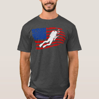 Camiseta Pescado patriótico Scuba Buceando en aguas profund