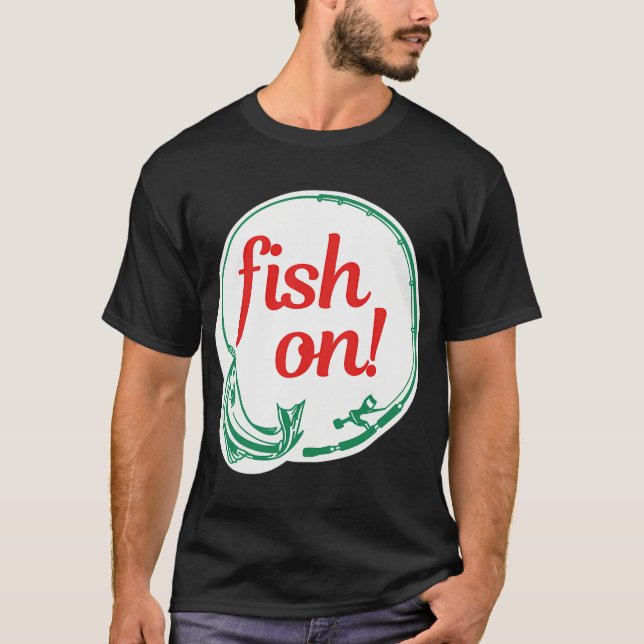 Camiseta ¡Pescado! Pegatina de pesca (Anverso)