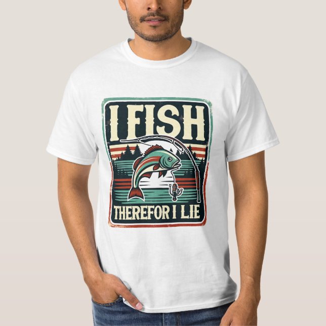 Camiseta Pescado Por Lo Tanto Mentiro, Humor Molesto Arte (Anverso)