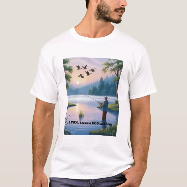Camiseta Pescado porque Dios me dijo que puedo - Pesca masc (Anverso)