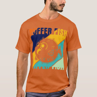 Camiseta Pescado Puffer Retro Pescado Puffer