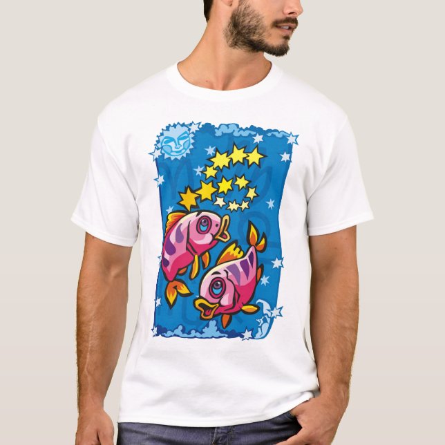 Camiseta Pescado rosa picante en las estrellas (Anverso)
