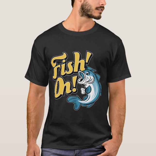 Camiseta ¡Pescado! Salpicadura Azul de Emoción Primaveral (Anverso)