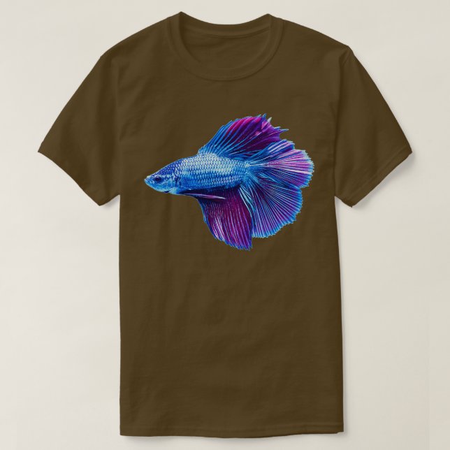 Camiseta Pescado siamés de Betta azul esmeralda (Diseño del anverso)