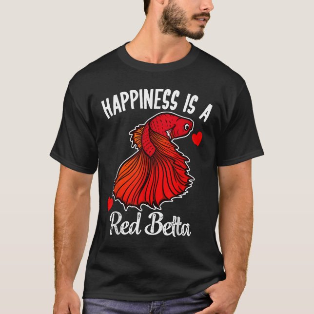 Camiseta Pescado Siamés de Pez Betta Rojo (Anverso)