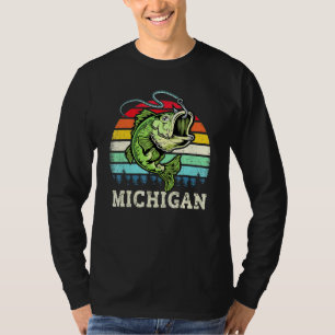 Camiseta Pescado Vintage Retro Michigan Bass