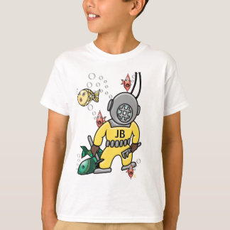 Camiseta Pescado y buceo profundo del mar retro - Monograma