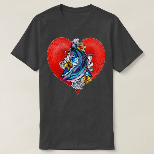 Camiseta Pescado y corazón de coral de ballena (Diseño del anverso)