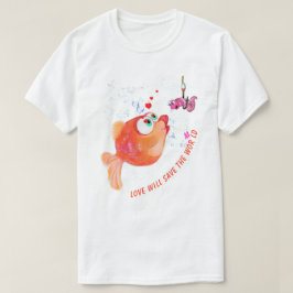 Camiseta Pescado y gusano divertidos - El amor salvará al m