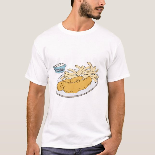 Camiseta pescado y patatas fritas (Anverso)