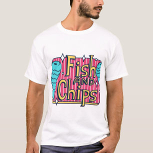 Camiseta Pescado y Patatas Fritas Retro Diseño Vintage.