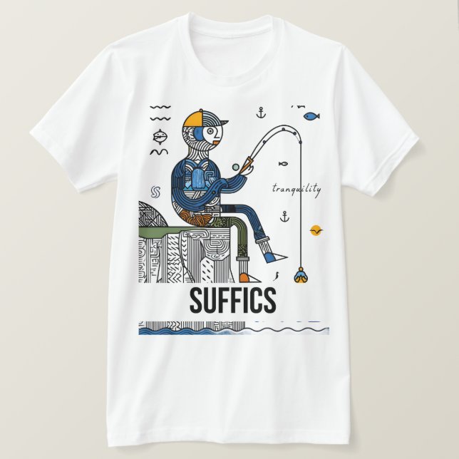 Camiseta Pescador abstracto | SUFICIENTES (Anverso del diseño)