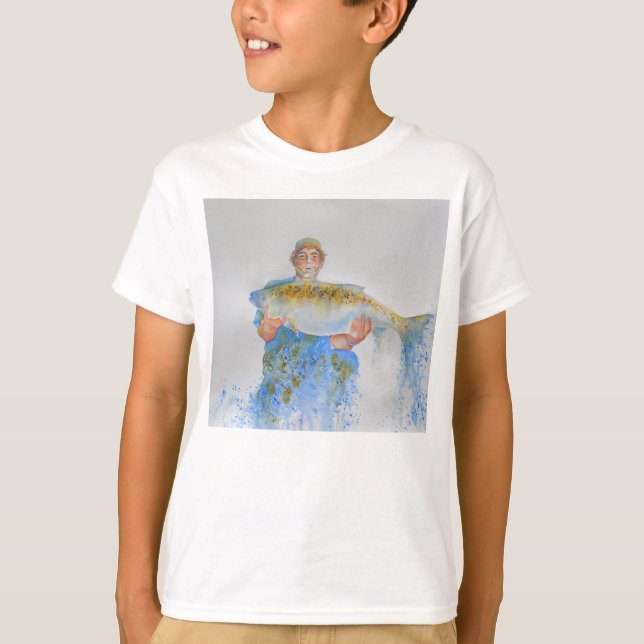 Camiseta Pescador acuarela pintura regalo de pesca para él (Anverso)
