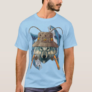 Camiseta Pescador al aire libre Lobo Pescador Animal Cute F