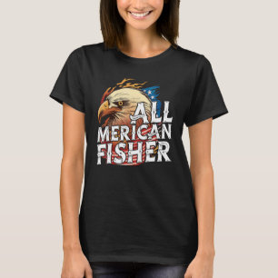 Camiseta Pescador Americano 4 De Julio Eagle Bandera Estado