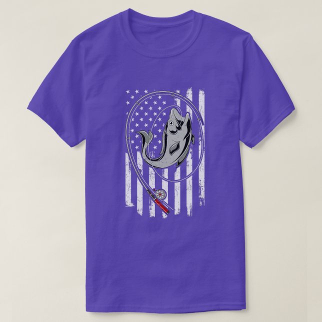 Camiseta Pescador americano bandera de Estados Unidos Pesca (Diseño del anverso)