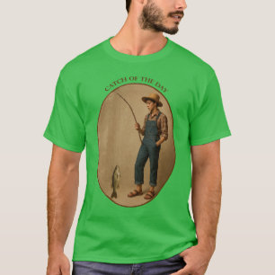 Camiseta Pescador Antiguo con una Caña de Rama y Pescado UR