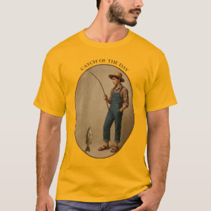 Camiseta Pescador Antiguo con una Caña de Rama y Pescado UR