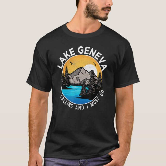 Camiseta Pescador Camping Lakeview Lake Ginebra (Anverso)