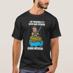 Camiseta Pescador Cerveza de lombriz de pesca y fin de sema