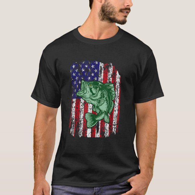 Camiseta Pescador de bandera estadounidense a favor de la p (Anverso)