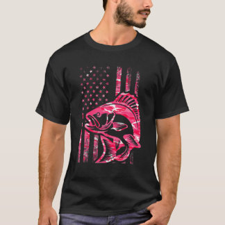 Camiseta Pescador de bandera estadounidense de color rosa