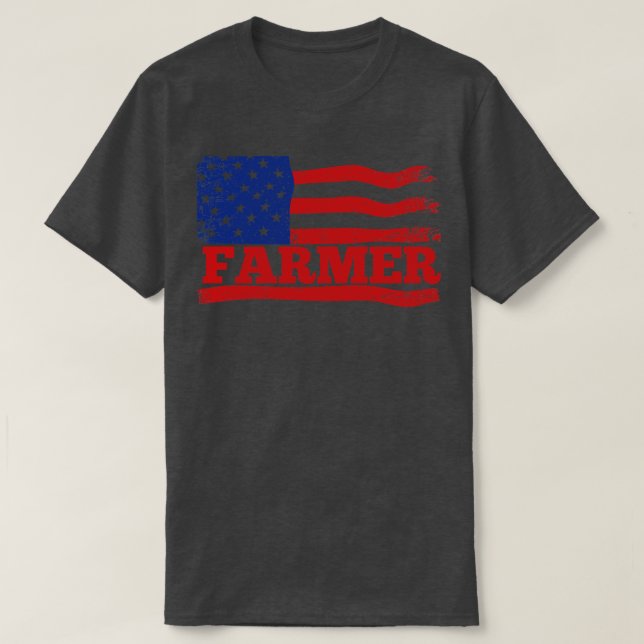 Camiseta Pescador de bandera estadounidense de Farmer USA (Diseño del anverso)