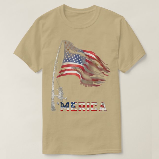 Camiseta Pescador de bandera estadounidense Merica Pescador (Diseño del anverso)