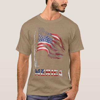 Camiseta Pescador de bandera estadounidense Merica Pescador