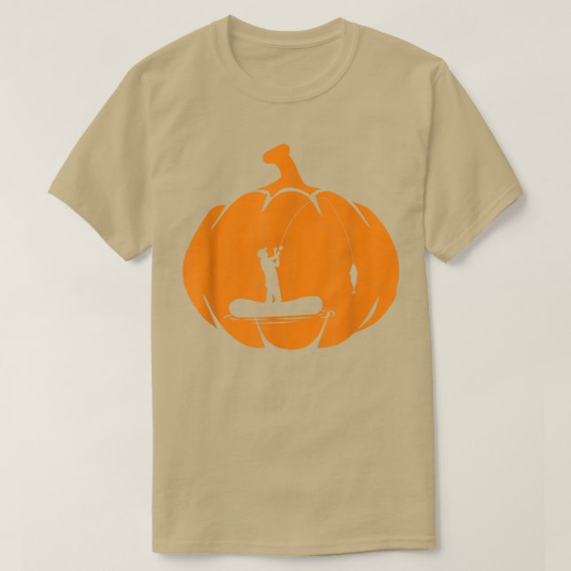 Camiseta Pescador de calabaza de pesca de Halloween (Diseño del anverso)