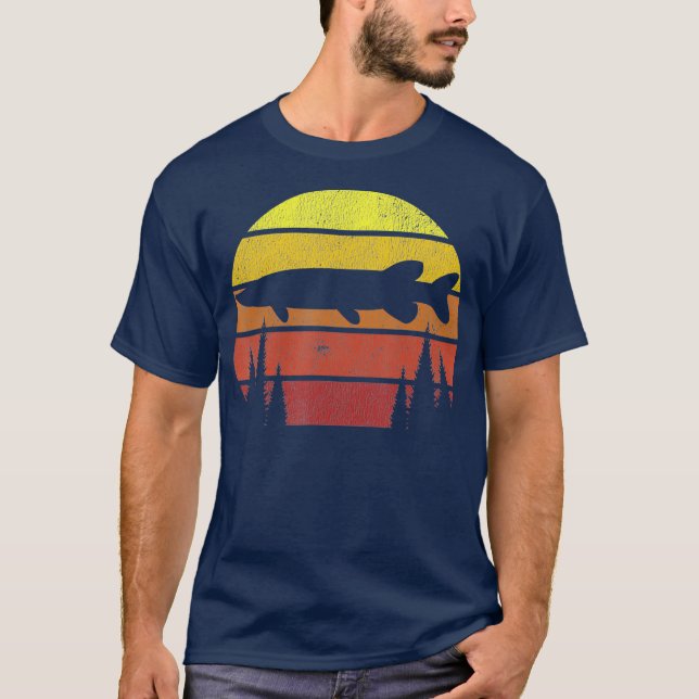 Camiseta Pescador de eslabón de pesca retro de pepinillo de (Anverso)