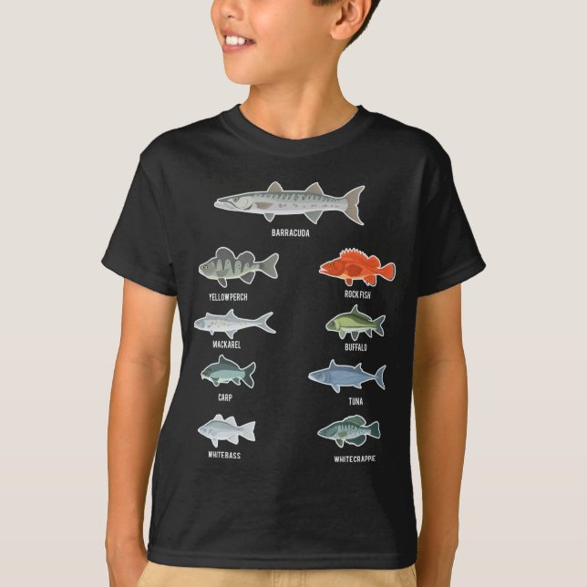 Camiseta Pescador de especies de peces de agua dulce (Anverso)