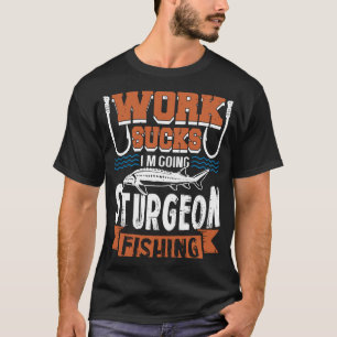 Camiseta Pescador de esturión Rótulo de madera malla