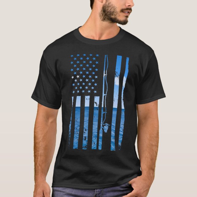 Camiseta Pescador de la bandera de Estados Unidos pescador  (Anverso)