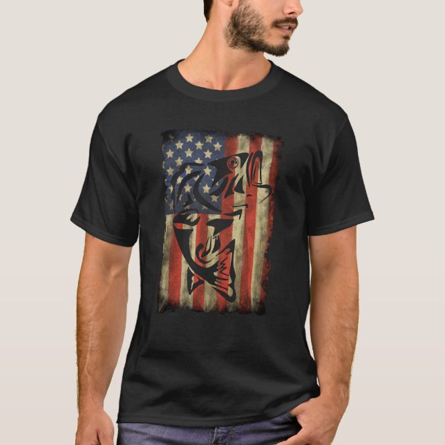 Camiseta Pescador de la bandera de los Estados Unidos pesca (Anverso)