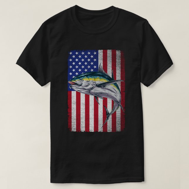 Camiseta Pescador de la bandera estadounidense de la pesca  (Diseño del anverso)